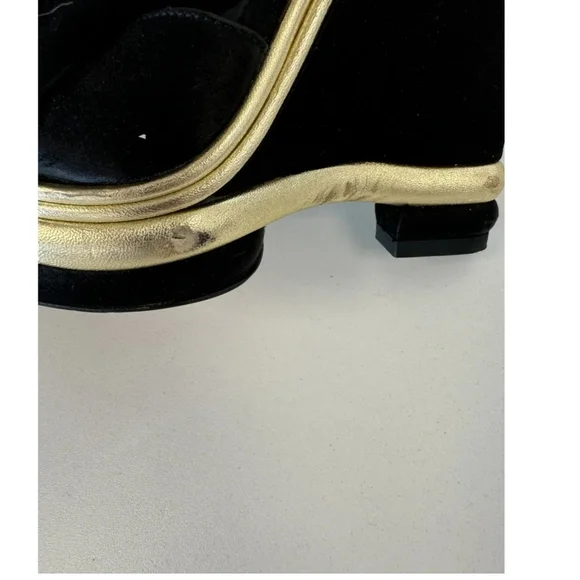 Dolce & Gabbana Black Wedges with Gold Trim Original Autentic no Box - Picture 6 of 7